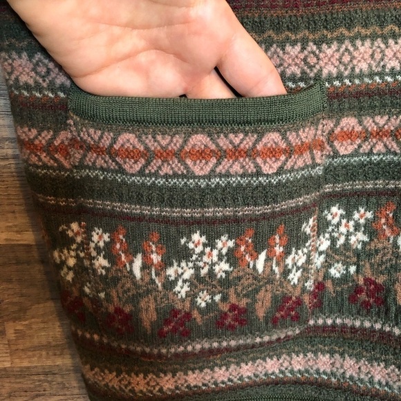 Vintage Floral Cottagecore Coastal Button Up Wool Knit Sweater Vest Medium - Picture 8 of 11